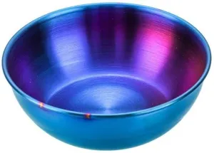 2PC Outdoor Camping Stainless Steel Bowl Side Dish Plate Lightweight Portable Tableware(Blue)
