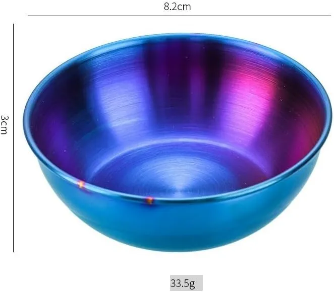 2PC Outdoor Camping Stainless Steel Bowl Side Dish Plate Lightweight Portable Tableware(Blue)
