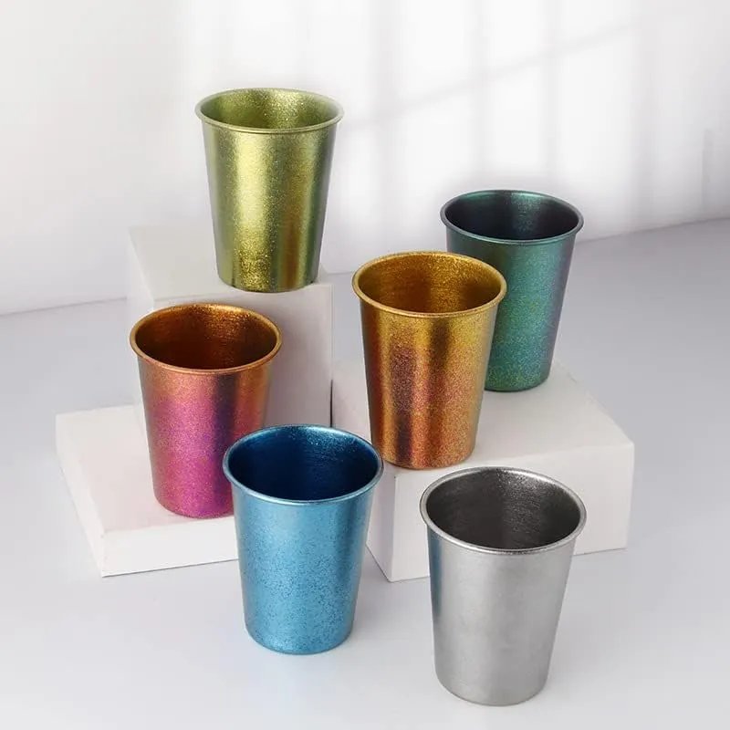 2pc pure titanium cup outdoor camping color mug portable water cup 350ml coffee cup(MJ)