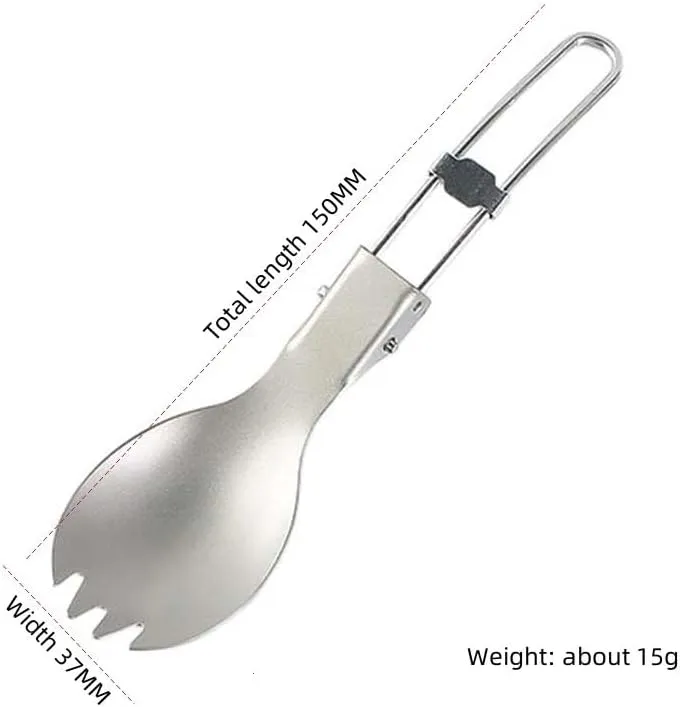2PCS Pure Titanium Folding Fork And Spoon Two-user Outdoor Camping Portable Tableware(1)