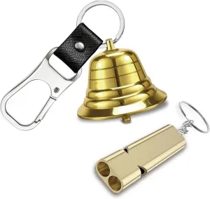 2" Loud Bear Bell with Whistle Set for Hikers Solid Brass Emergency 3 in 1 Bear Bells for Hiking Outdoor Camping Bear Protection Products for Survival Biking Fishing Climbing Self Defense Gear