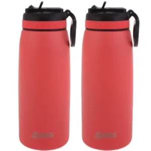 2x Oasis 780ml Stainless Steel Insulated Drink Bottle w/ Sipper Straw - Coral