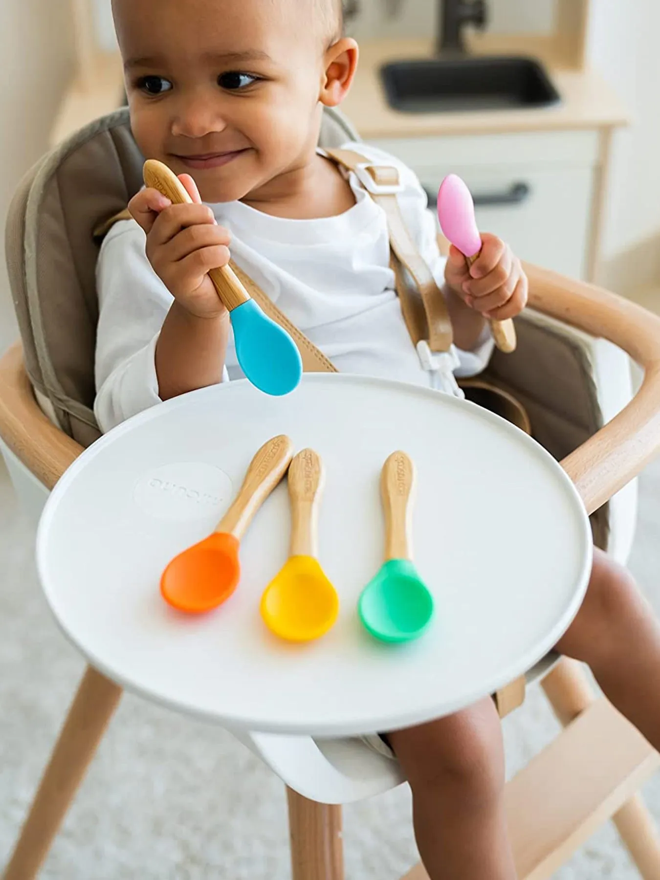 3 Pack Bamboo Spoons - 4 Colours