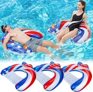 3 Pack Pool Floats Chair Adult with Drink Holder, Inflatable Floating Pool Chairs for Adults Swimming Pool Party Lake River Summer Water Fun