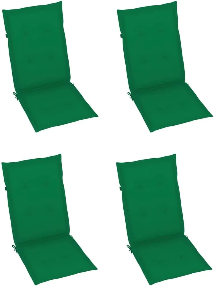3-Piece Folding Patio Chairs with Green Cushions Solid Acacia Wood Outdoor Furniture Set for Garden Terrace and Poolside