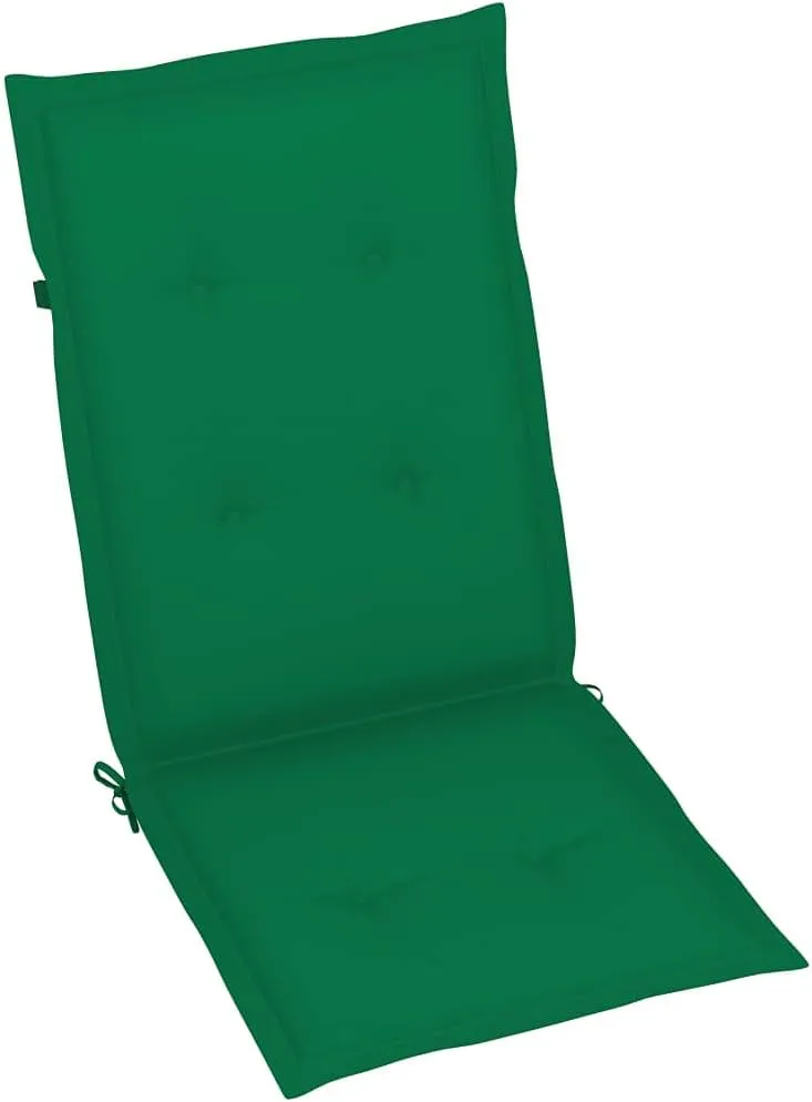 3-Piece Folding Patio Chairs with Green Cushions Solid Acacia Wood Outdoor Furniture Set for Garden Terrace and Poolside