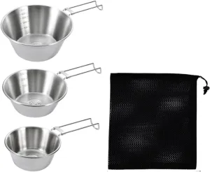 3 Pieces Camping Bowls Set Camping Tableware Sturdy Portable Compact Utensils Cups Dinnerware for BBQ Travel Picnic