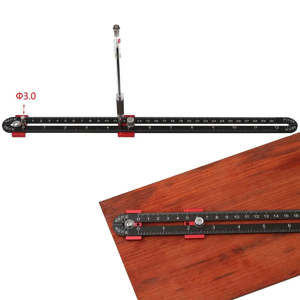 300mm Woodworking Compass Tool, Large Compass Woodworking Scribing Circle, Carpenter Compass Ruler Marking Gauge Circle Marking Tool for Engineer Carpenter (Black)