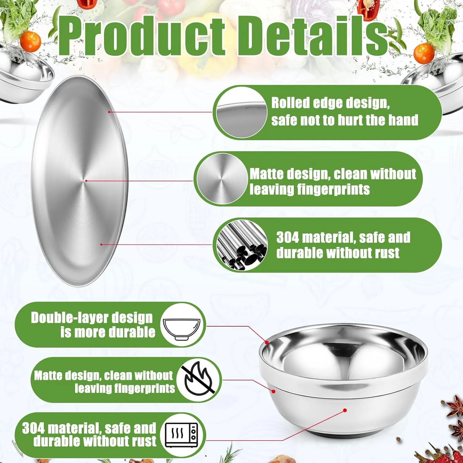 304 Stainless Steel Plates and Bowls Metal Camping Plates Reusable 13 oz Steel Snack Bowls Dinner Dishes Double Walled Insulated Metal Dinnerware(10 Sets,8 x 8 Inch)