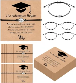 30PCS Graduation Bracelet Bulk Graduation Gifts for Her Him, Compass Bracelets Set 2024 2025 Graduate College High School Inspirational Gifts for Classmates