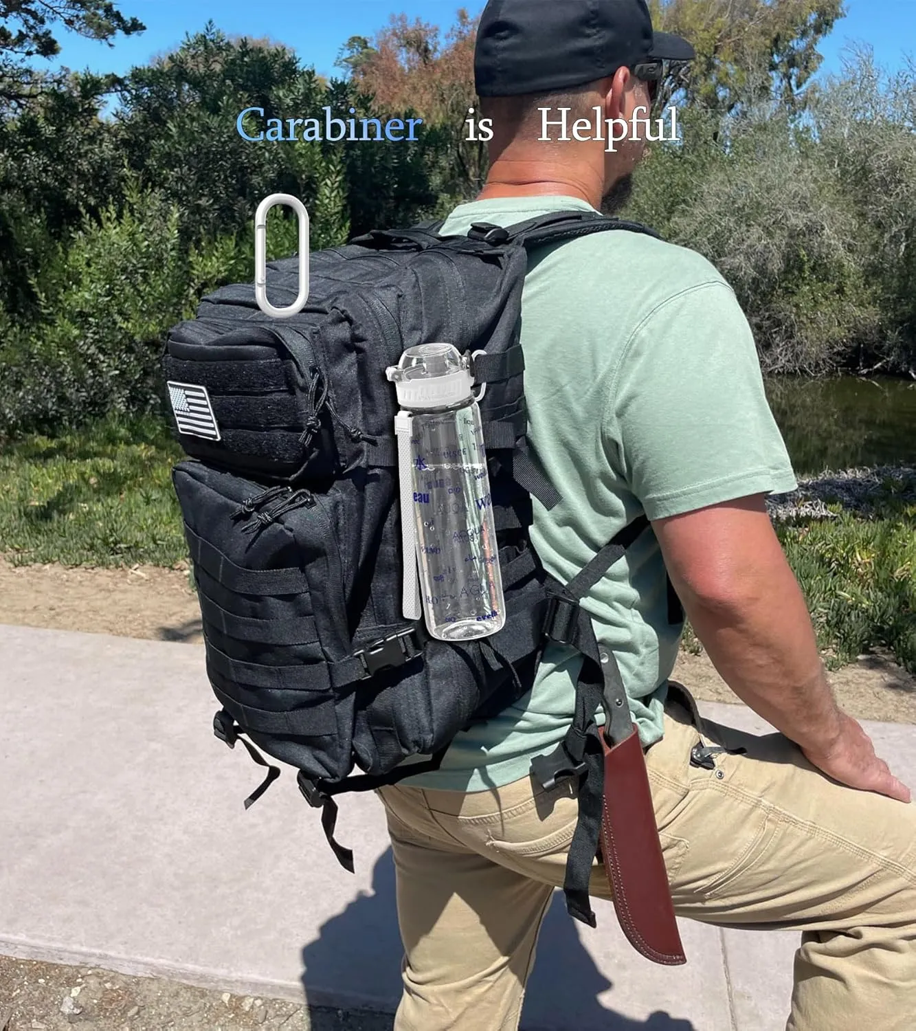 32oz/1L Water Bottle, Durable Tritan, Leak-Proof, Dishwasher-Safe, BPA-Free, Drop-Resistant, Chug Lid/Straw, Hand Loop, Carabiner for Hiking/Backpack/Sport (Word Water in Global Languages)