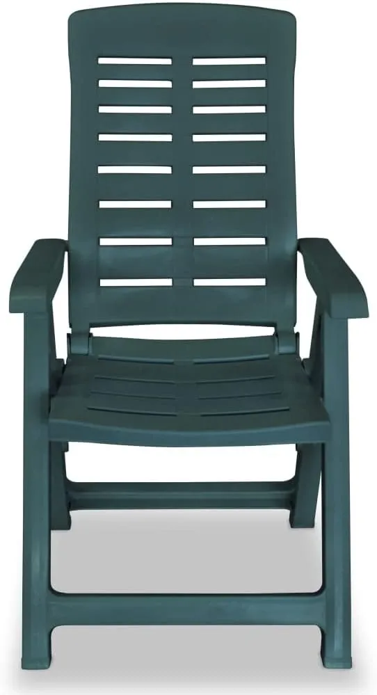 4-Piece Reclining Patio Chairs Plastic Green Outdoor Furniture Set with Adjustable Backrests and Foldable Design for Patio Garden Lawn
