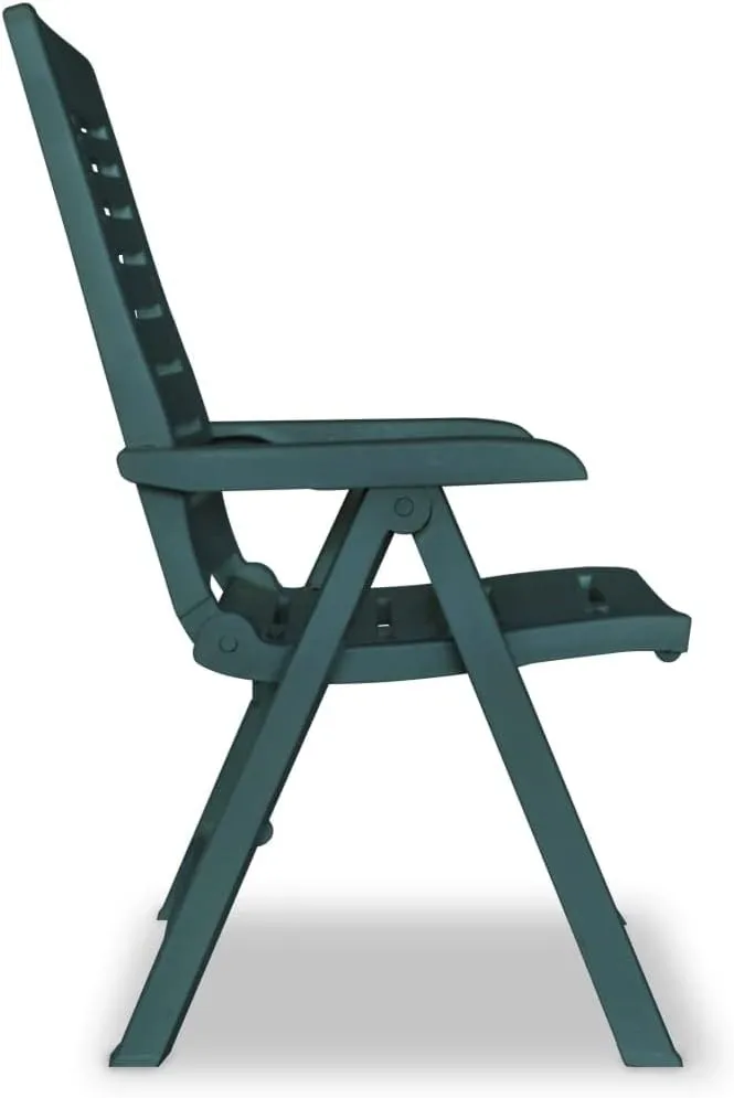 4-Piece Reclining Patio Chairs Plastic Green Outdoor Furniture Set with Adjustable Backrests and Foldable Design for Patio Garden Lawn