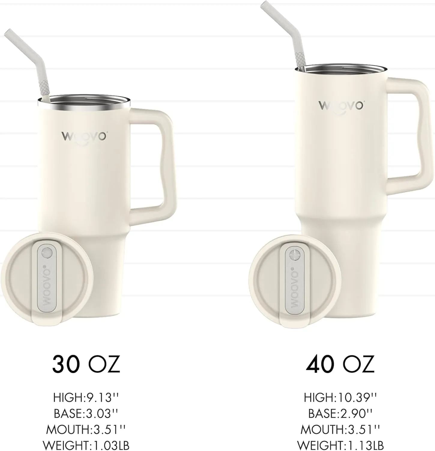 40 oz Water Bottle with Straw and Handle, Insulated Coffee Mug with Splash Proof Lid, BPA Free Reusable Double Wall Stainless Steel Water Cup, Keep Beverages Cold Hot for Hours, White
