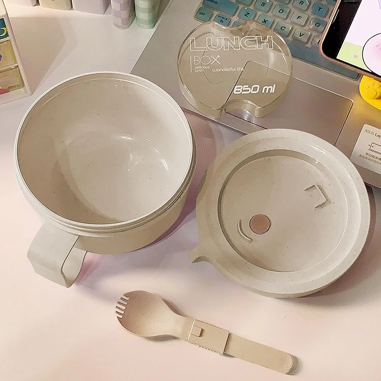 4Pack Wheat Straw Microwave Ramen Bowl Set Noodle Bowls With Lid and Spoon, Improved Easy-Grip Design for On-the-Go - Holds Soup, Rice, Cereal & More - BPA-Free