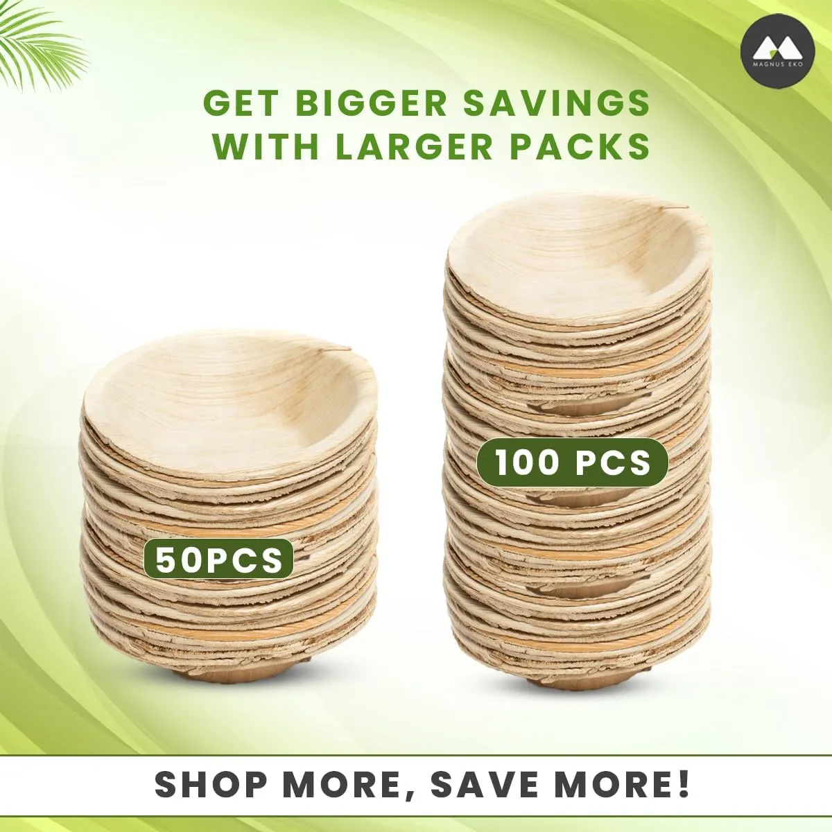 4" Round Disposable Bowls, 50 Pcs, 4 Oz - Compostable Palm Leaf Bowls for Party, Desserts, Gravy, Soup & Picnic - Eco-Friendly & Better than Paper Bowls