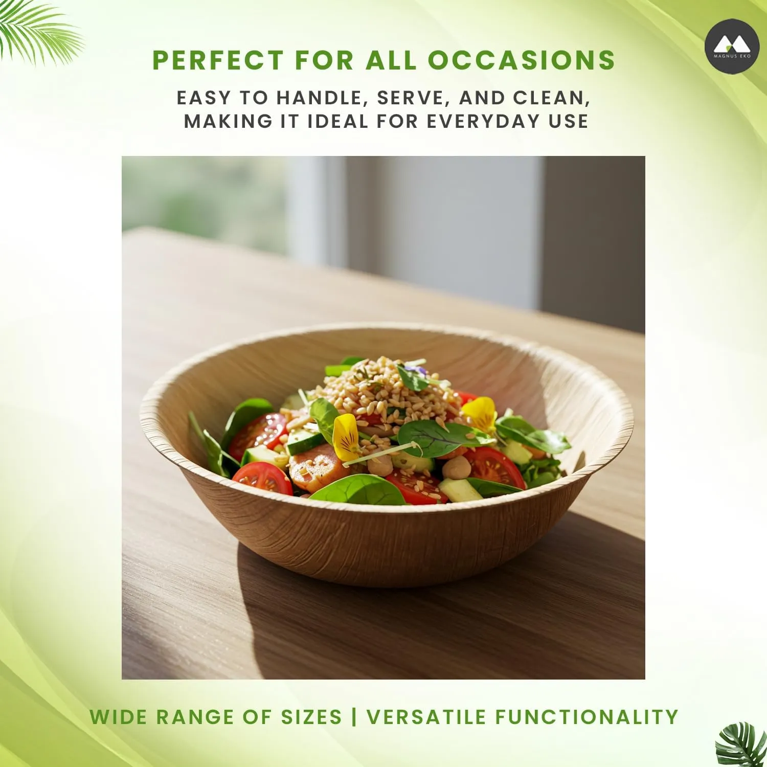 4" Round Disposable Bowls, 50 Pcs, 4 Oz - Compostable Palm Leaf Bowls for Party, Desserts, Gravy, Soup & Picnic - Eco-Friendly & Better than Paper Bowls