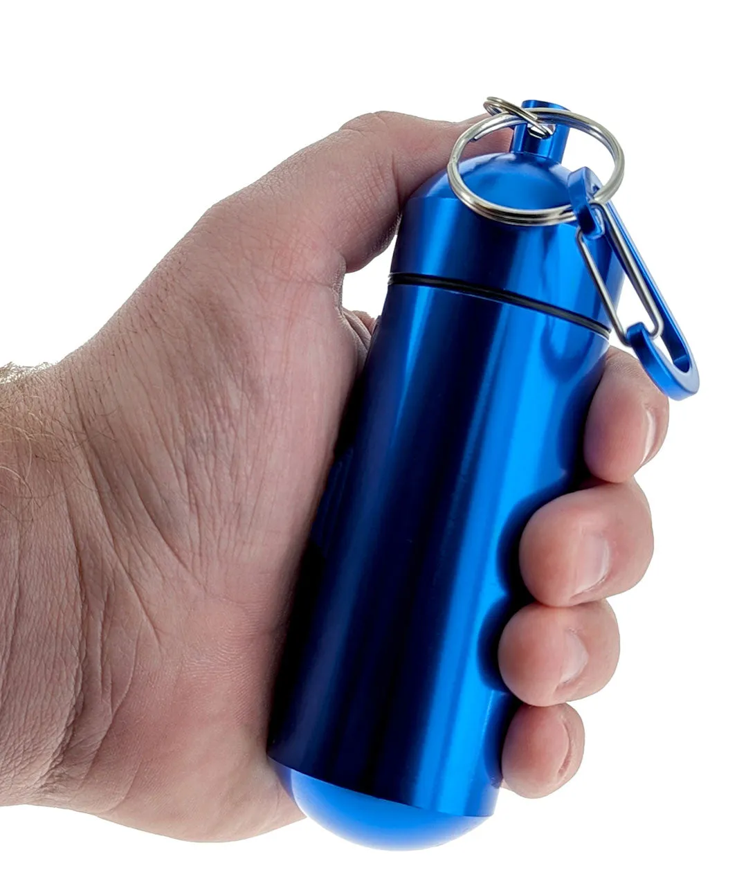 5" Waterproof Black Jumbo Aluminum Container /Capsule with Carabiner (5" L X 1.1/2" D)