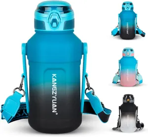 64oz Water Bottle with Straw - Half Gallon Water Bottle BPA Free, Non-Toxic, Dishwasher Safe - Ideal for Men's Gym, Sports, Travel, Outdoor - Green/Black Gradient