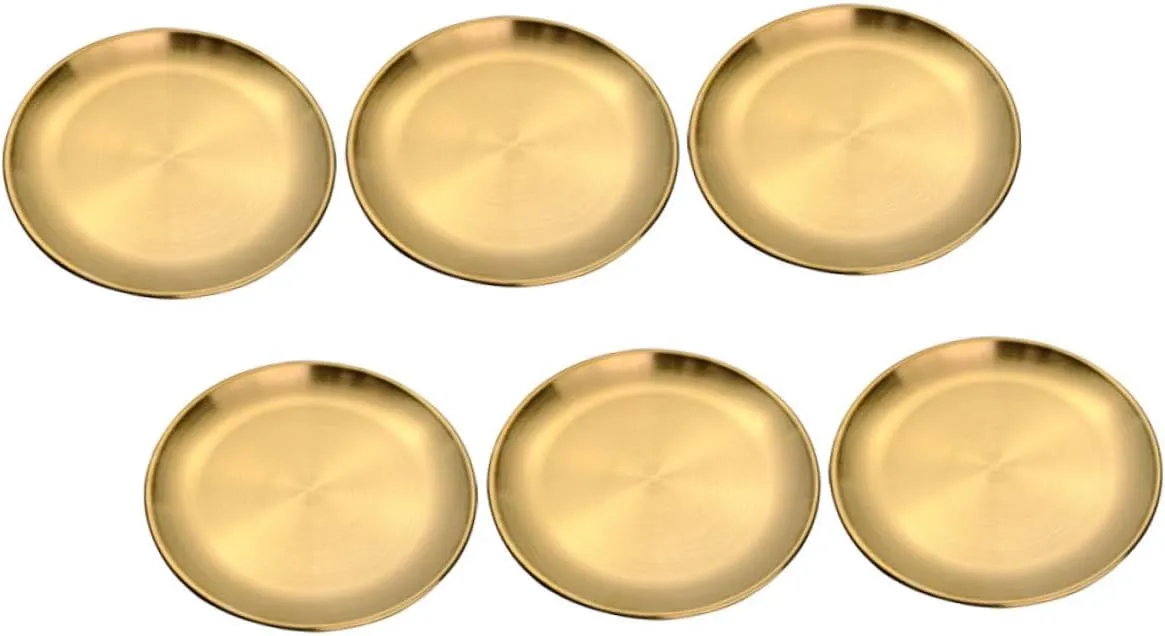 6Pcs Stainless Steel Serving Plates Finish Dinner Plates for Camping Bbq and Parties Dishwasher Safe Lightweight and Resistant