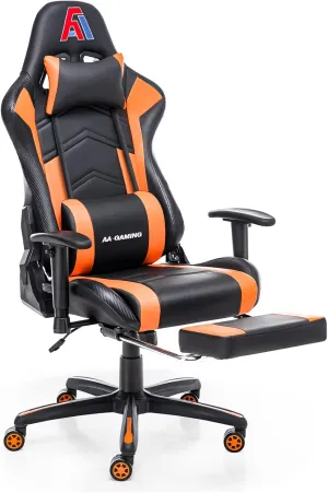 AA Products Gaming Chair Ergonomic High Back Computer Racing Chair Adjustable Office Chair with Footrest, Lumbar Support Swivel Chair - BlackOrange