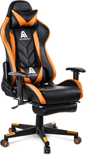 AA Products Gaming Chair High Back Ergonomic Computer Racing Chair Adjustable Office Chair with Footrest, Lumbar Support Swivel Chair - Orange