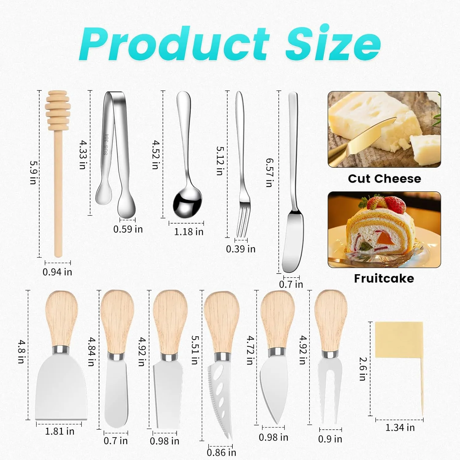 Accessories Wooden Cheese Spreader Knive Set, Wood Handle Butter Knives For Cheese Board Kit (23 Pack)