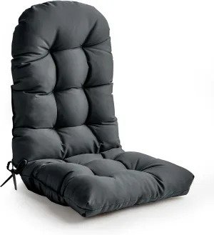 Adirondack Chair Cushion, High Back Patio Cushions with Adjustable Ties, 48.8 x 20.4 x 4.3, Waterproof Tufted Pillow, Fade Resistant Seat Rocking Chair Cushion for Indoor/Outdoor, Dark Gray,1