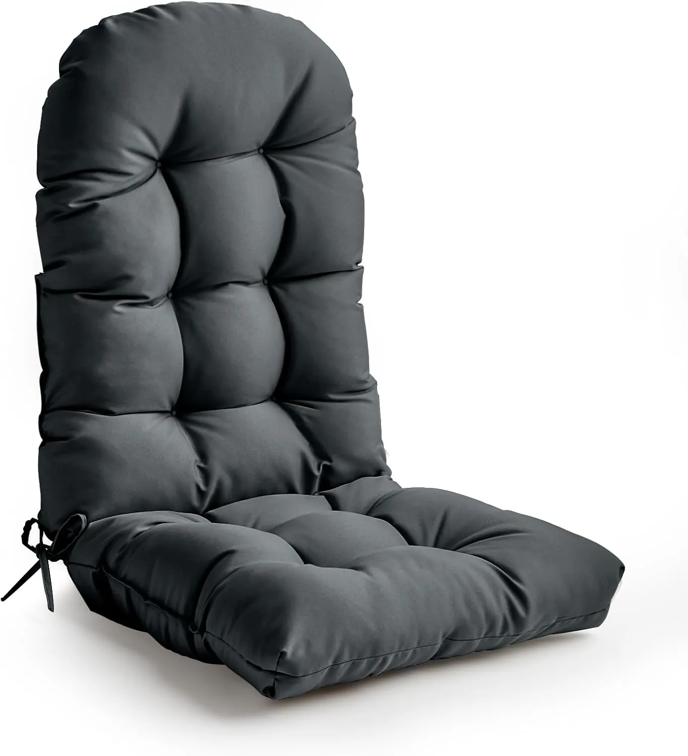 Adirondack Chair Cushion, High Back Patio Cushions with Adjustable Ties, 48.8 x 20.4 x 4.3, Waterproof Tufted Pillow, Fade Resistant Seat Rocking Chair Cushion for Indoor/Outdoor, Dark Gray,1