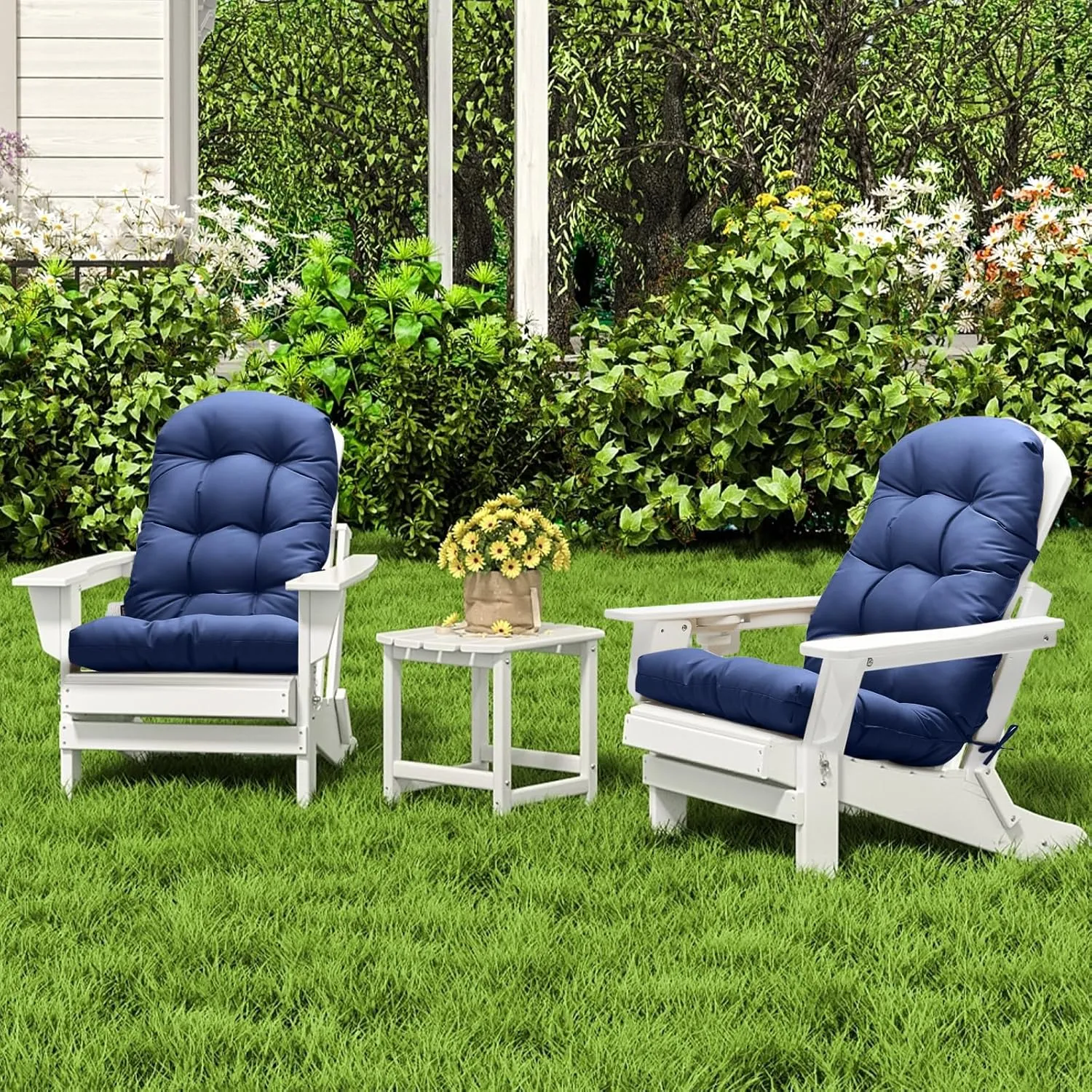 Adirondack Chair Cushion, High Back Patio Cushions with Adjustable Ties, 48.8x20.4x4.3, Waterproof Tufted Pillow, Fade Resistant Seat Rocking Chair Cushion for Indoor/Outdoor, Royal Blue, 1