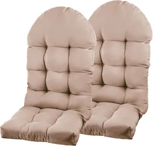 Adirondack Chair Cushion, Rocking Chair Cushion 44x19.4x4 inch, High Back Patio Cushions of Upper and Lower with Ties, Sunscreen and Fade-Resistant (Beige, 2)