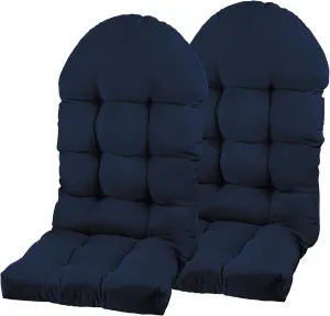 Adirondack Chair Cushion, Rocking Chair Cushion 44x19.4x4 inch, High Back Patio Cushions of Upper and Lower with Ties, Sunscreen and Fade-Resistant (Dark Blue, 2)