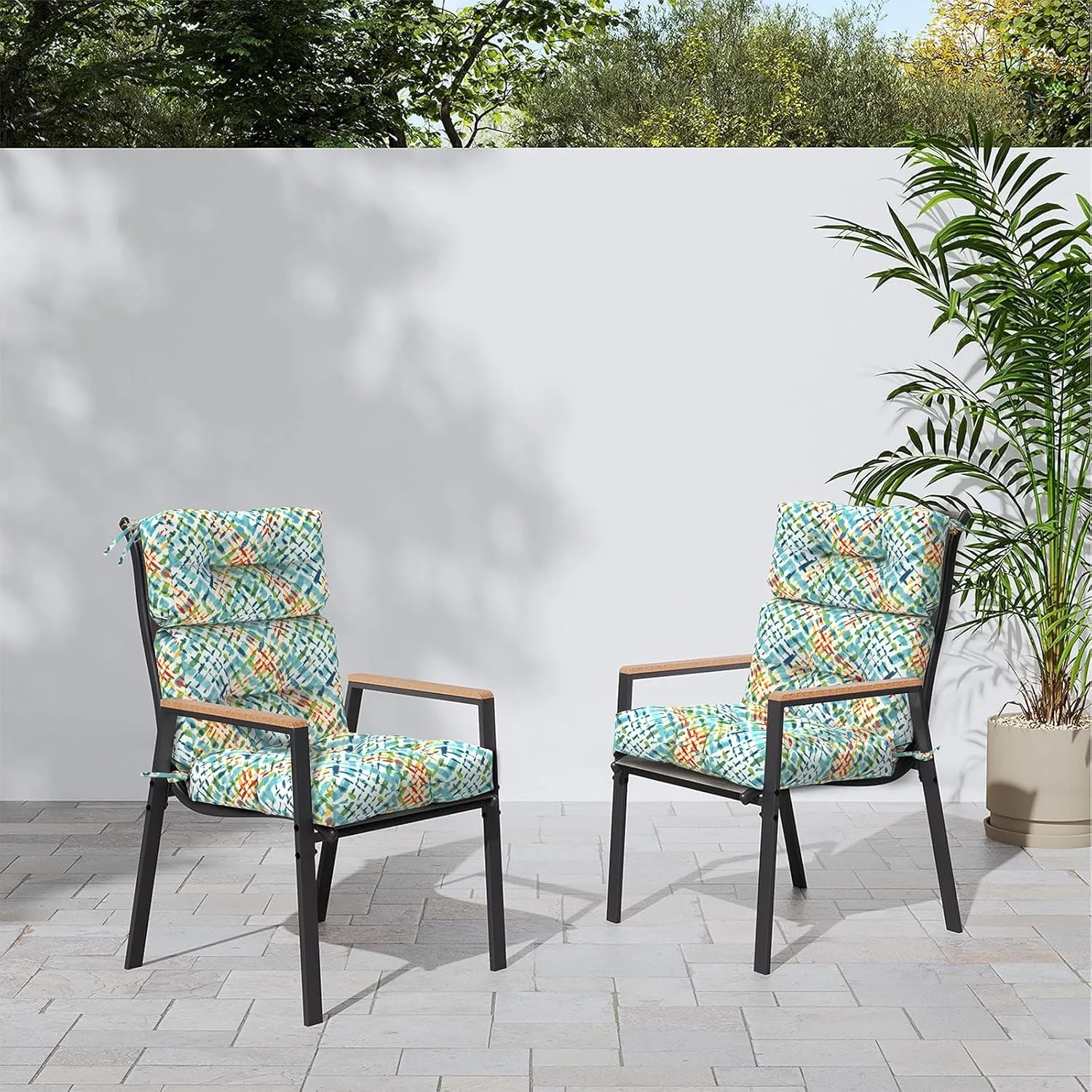 Adirondack Chair Cushions Set of 2, Water Resistant Outdoor High Back Chair Cushions for Patio Home Garden, 22" W x 20" D, Acapa Opal Geometric