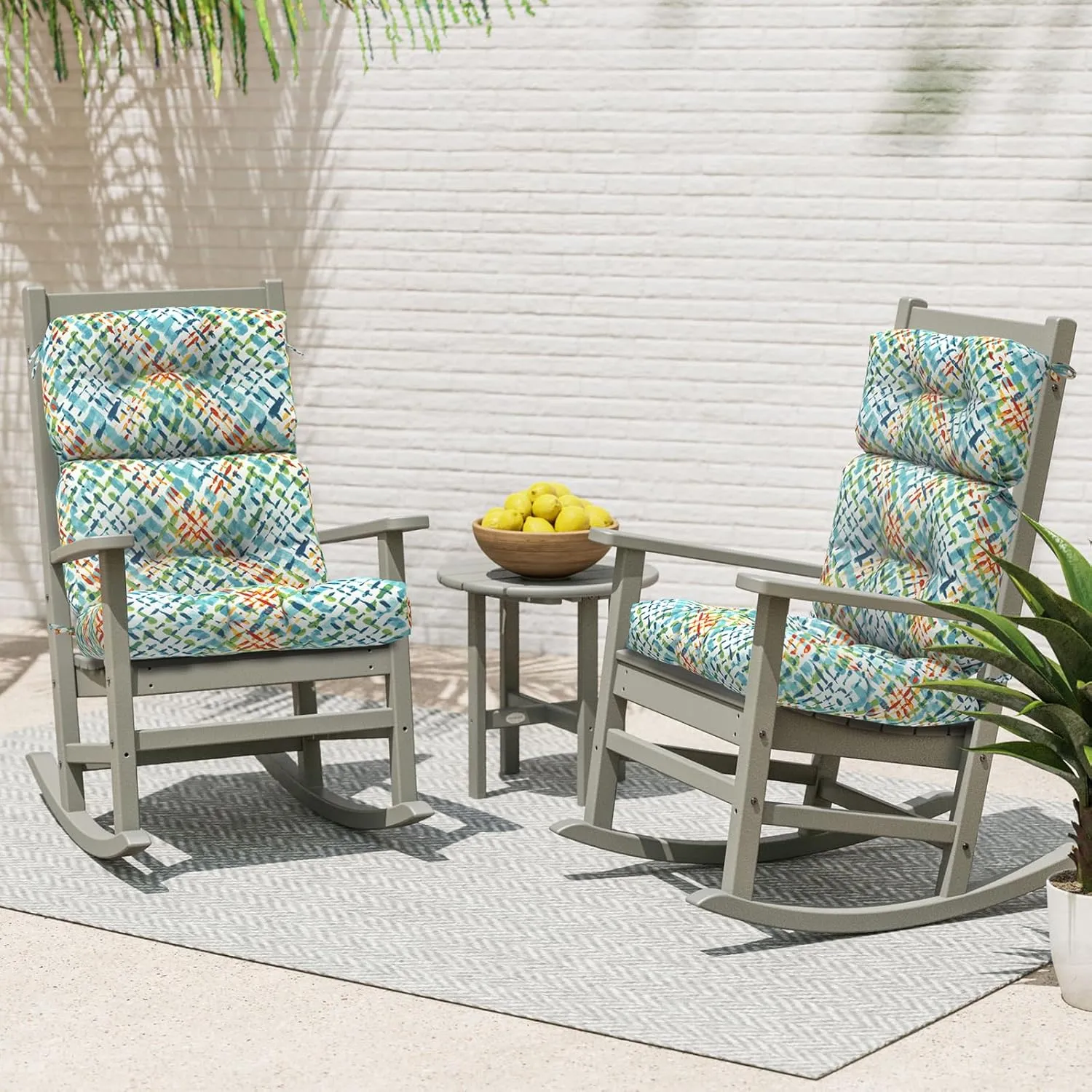Adirondack Chair Cushions Set of 2, Water Resistant Outdoor High Back Chair Cushions for Patio Home Garden, 22" W x 20" D, Acapa Opal Geometric