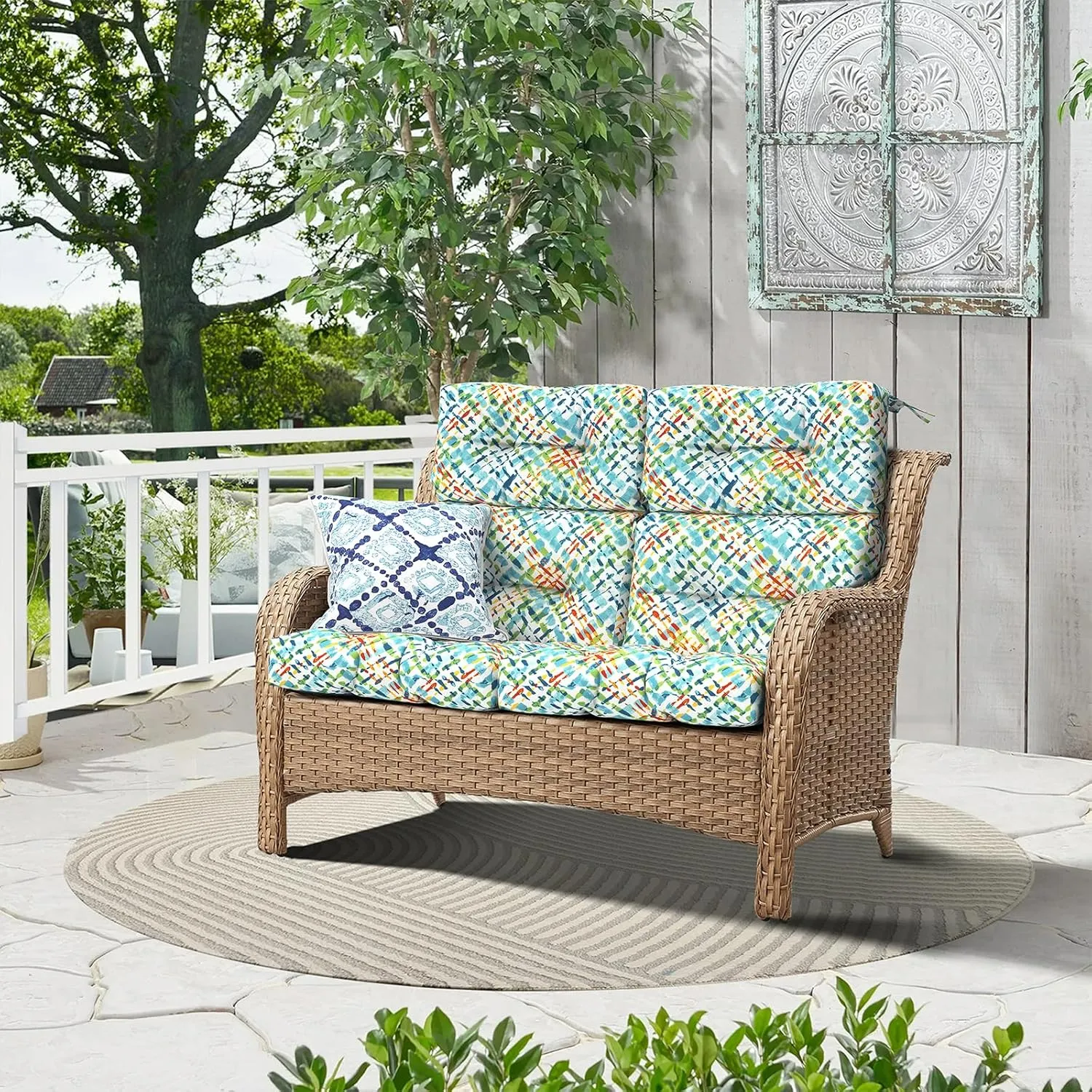 Adirondack Chair Cushions Set of 2, Water Resistant Outdoor High Back Chair Cushions for Patio Home Garden, 22" W x 20" D, Acapa Opal Geometric