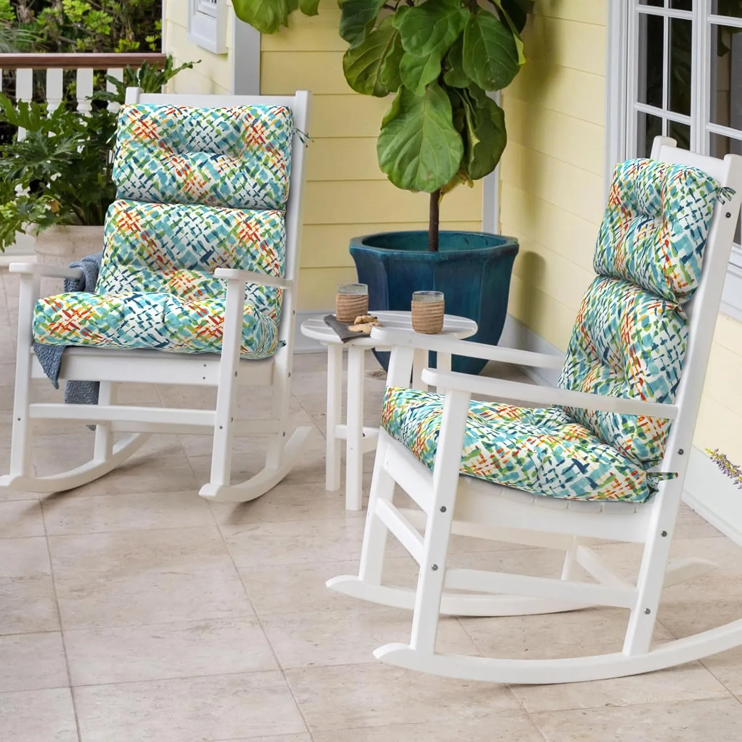 Adirondack Chair Cushions Set of 2, Water Resistant Outdoor High Back Chair Cushions for Patio Home Garden, 22" W x 20" D, Acapa Opal Geometric