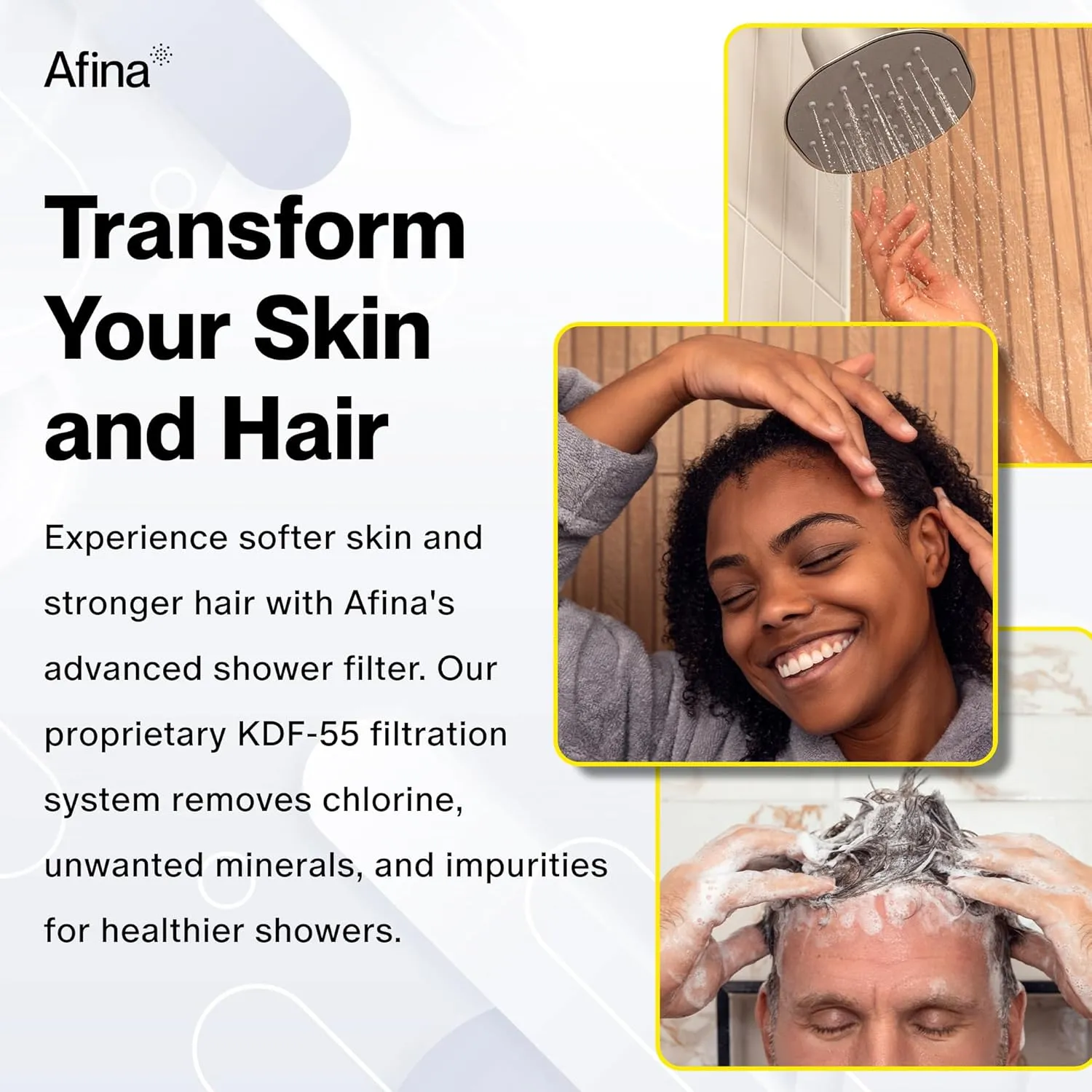 Afina Filtered Shower Head | High Pressure Shower - Reduces Dry Itchy Skin, Dandruff, Eczema, & Dramatically Improves Condition of your Skin, Hair & Nails (Nickel)