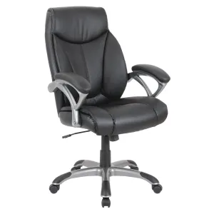 Alera® Fulford Bonded Leather High-Back Manager's Chair, Supports Up to 275 lb, 18.62 to 22.56 Seat Height, Black Seat/Back/Base