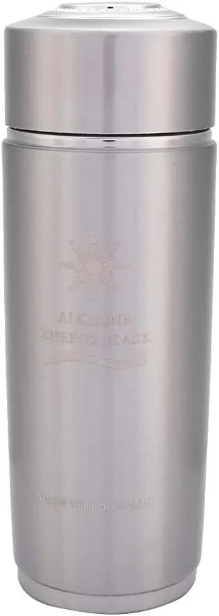 Alkalin Water Bottle, 400ml Stainless Hydrogen Water Bottle Portable Insulated Alkalin Water Filter Bottle Nano Balance Bio Energy Lonizer Cup Flask for Travel, Camping, Hiking (Silver)