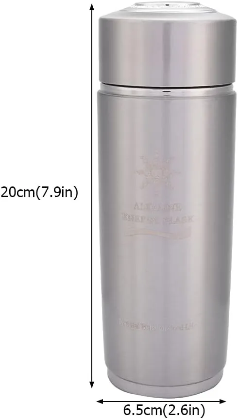 Alkalin Water Bottle, 400ml Stainless Hydrogen Water Bottle Portable Insulated Alkalin Water Filter Bottle Nano Balance Bio Energy Lonizer Cup Flask for Travel, Camping, Hiking (Silver)