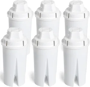 Amazon Basics Replacement Water Filters for Water Pitchers, BPA-Free, WQA & NSF Certified, Compatible with Brita Water Pitchers & Drinking Water Filter Systems, 1 Year Filter Supply, 6-Pack