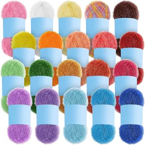 Amylove 20 Skeins Scrubby Yarn for Dishcloths Assorted Colors for Crocheting Polyester Scrubby Assortment Pastel Yarn for Knitting Dishwashing Dishcloths Craft Project(Candy Color)