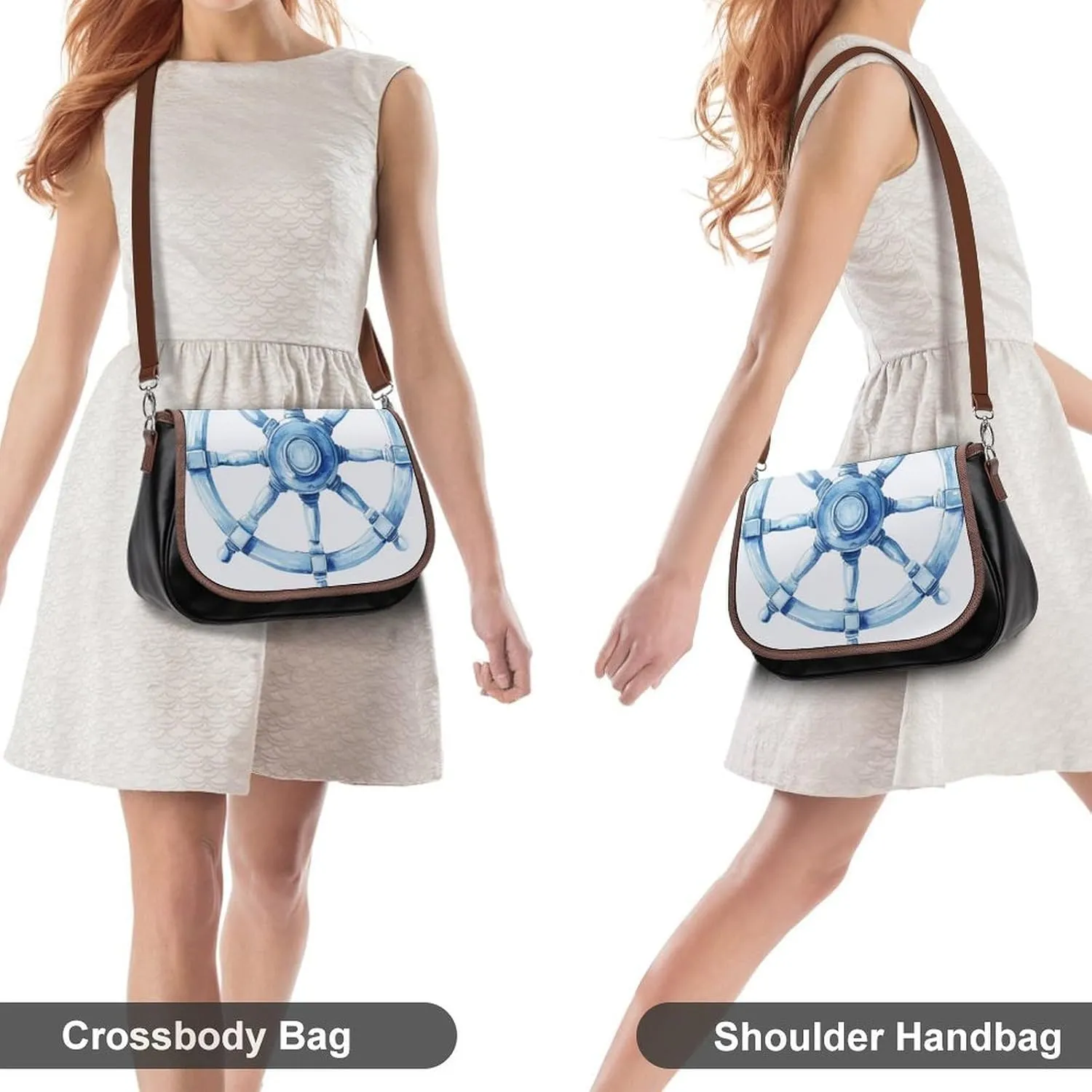 Ancient Compass Sign Crossbody Bag Leather Crossbody Bag