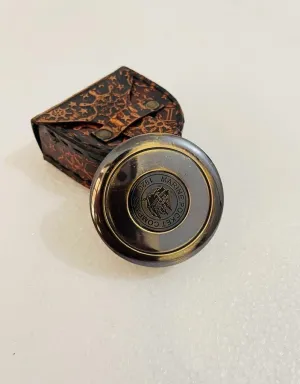 Antique Brass Engraved Compass with Leather Carry Case Nautical Push Open Pocket Compass for Traveling Camping Hiking Navigation Tool