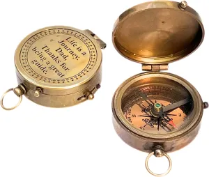 Antique Brass Engraved Hinged Lid Compass Vintage Nautical Compass with Detailed Engraving, Functional Maritime Tool for Navigation Collectible Gift for Sailors Adventurer, and Home Decor