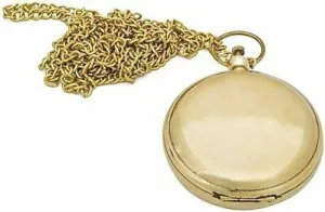 Antique Finish Brass Push Button Compass with Wooden Box Nautical Collectible Gift Pack of 2, Gold
