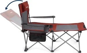 apollo walker Camping Chairs for Adults - 6 Legged Beach Chair with Foot Rest, Adjustable 90° - 135° Reclining Lounge Chair Outdoor, Folding Chairs for Outside with Detachable Pillow & Carry Bag Red