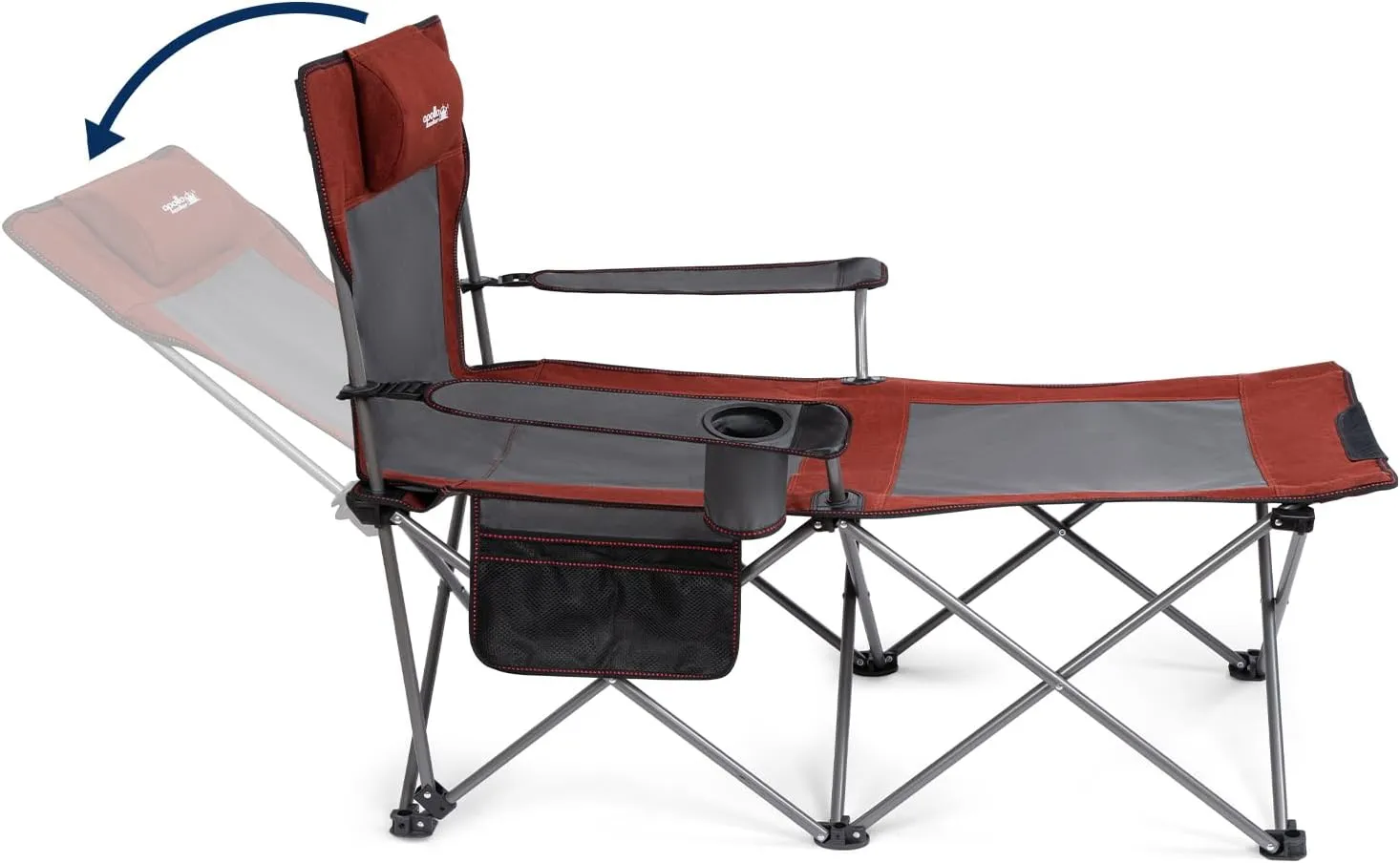 apollo walker Camping Chairs for Adults - 6 Legged Beach Chair with Foot Rest, Adjustable 90° - 135° Reclining Lounge Chair Outdoor, Folding Chairs for Outside with Detachable Pillow & Carry Bag Red