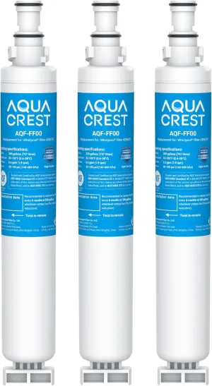 AQUA CREST 4396701 Replacement for Whirlpool® EDR6D1, 4396702, Kenmore 9915, 46-9915, EveryDrop® Filter 6, L200V, LC200V, NL120V, WFL200, WF293 Refrigerator Water Filter, 3 Pack