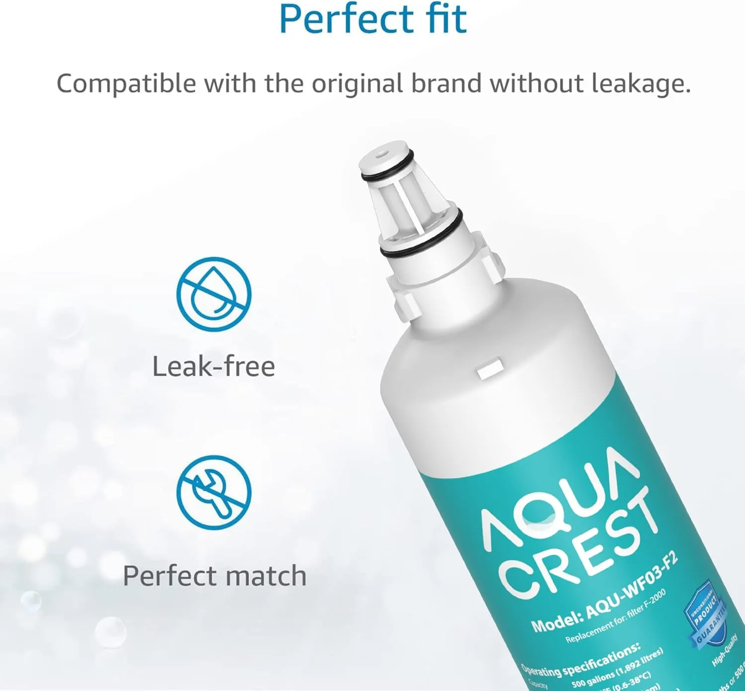 AQUA CREST F-2000 Water Filter, Replacement for InSinkErator® F-2000, F-1000, F-3000, Sub-Zero 4204490, 4290510 and AquaPure AP Easy C-Complete, Subzero Water Filter Replacement, NSF/ANSI 42,3 Packs